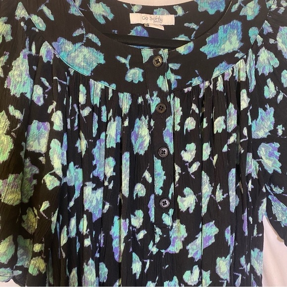 GO SOFTLY PATIO CAFTAN dress women sz Small flowy loose lightweight comfy floral - Picture 7 of 7